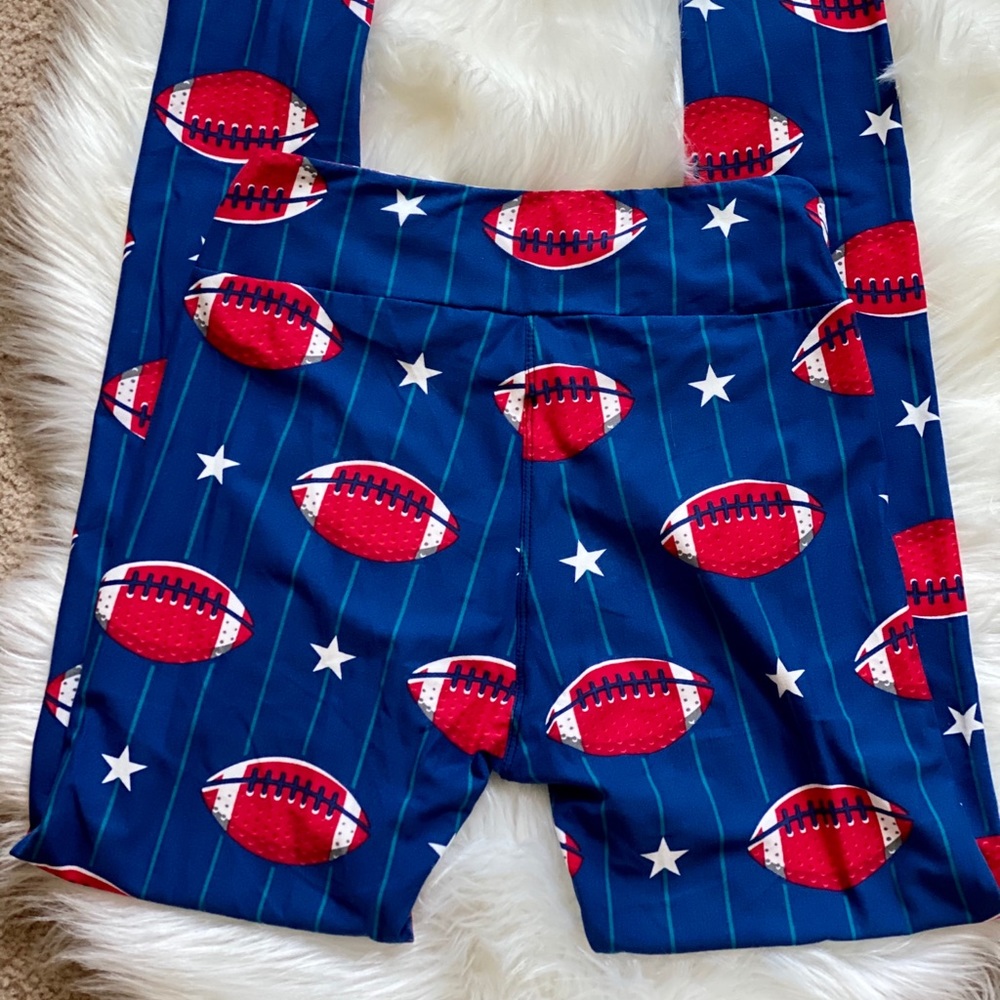 FOOTBALL PRINT MID RISE LEGGINGS - Picture 6 of 8